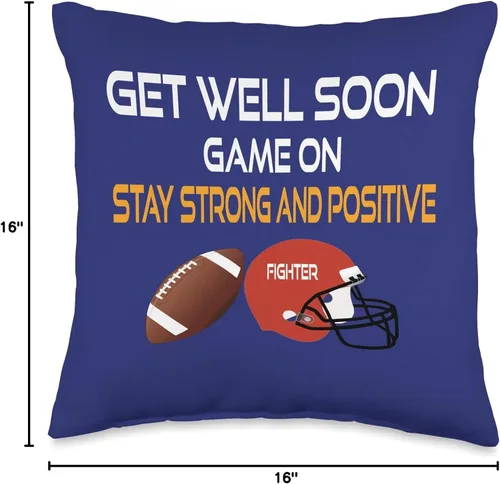 Miniatura 4 de DesignsByKelley Best Wishes Fast Recovery Gifts Get Well Soon Football Gifts - Almohada para niños y adolescentes, 16.0 x 16.0 in, multicolor