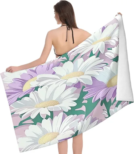 Miniatura 13 de Toalla de playa y piscina, toalla de playa grande suave y absorbente para natación, deportes, playa, gimnasio, 32 x 52 pulgadas