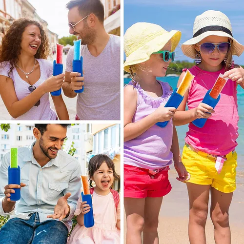 Miniatura 6 de Paquete de 6 bolsas reutilizables para paletas congeladas, fundas para palitos de hielo para niños, moldes de paletas para tubos de yogur