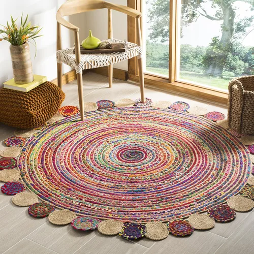 Miniatura 31 de SAFAVIEH Cape Cod Collection - Alfombra decorativa, 4 x 6 pies, beige y multicolor, hecha a mano de yute y algodón, trenzada estilo bohemio, ideal