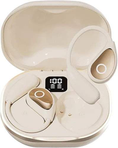 Miniatura 9 de Auriculares de oreja abierta rosa para mujer, auriculares inalámbricos Bluetooth 5.4 para orejas pequeñas, conducción de aire, ajuste cómodo, tiempo