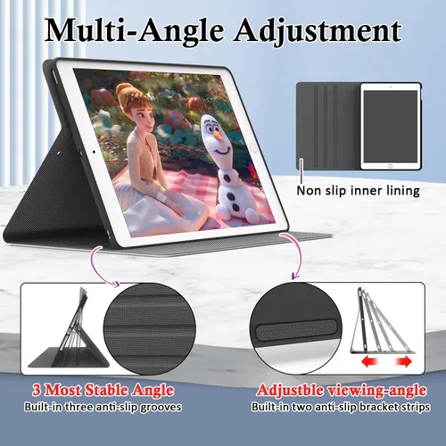 Miniatura 4 de Funda para iPad de 9ª/8ª/7ª generación 2021/2020/2019 de 10.2 pulgadas, soporte de visión multiángulo de 10.2 pulgadas, funda Folio Smart Auto Negro