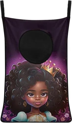 Miniatura 8 de Cesto de lavandería para colgar sobre la puerta de las niñas negras africanas, cesta de lavandería para mujeres afroamericanas, cesta para ahorrar