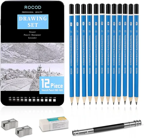 Lápices de boceto profesionales 6B a 4H para niños y adultos, lápices de grafito para dibujo, arte para artistas principiantes en el boceto