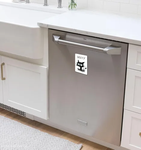 Miniatura 6 de Imán divertido y lindo de dibujos animados para lavavajillas, imán para lavadora, letrero de limpieza sucia para refrigerador de cocina, doble cara