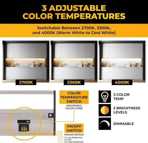Miniatura 3 de Iluminación LED bajo gabinete con cableado directo - 3CCT 12 pulgadas acabado satinado - Luces bajo gabinete para cocina - Luces bajo mostrador