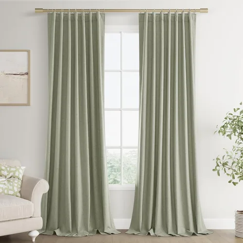 Miniatura 23 de Joywell 2 cortinas opacas 100%, lino, beige natural, trabillas traseras/cinta con ganchos, aislantes, de dormitorio, comedor, sala, puerta corrediza