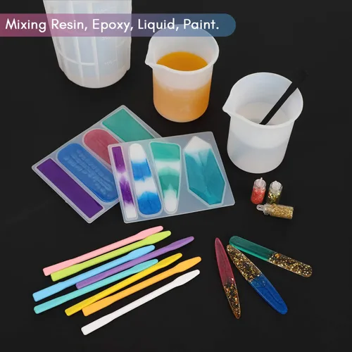 Miniatura 7 de Gartful 9 piezas de varillas de silicona de colores para mezclar, varillas reutilizables para mezclar resina epoxi, para mezcla de resina, pintura
