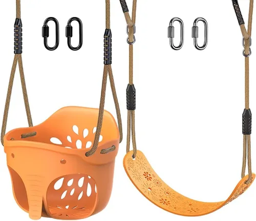 Miniatura 20 de SELEWARE Asiento de Columpio de Madera Colgante para Árbol para Niños, 100% Poliéster Cuerda Resistente a la Intemperie Estructura de Tubería