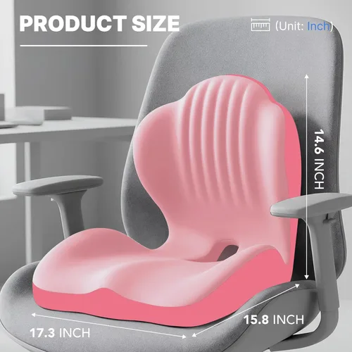 Miniatura 2 de Cojín de asiento ergonómico, cojines de asiento para silla de oficina con diseño integrado en forma de L, cojín ortopédico de espuma viscoelástica