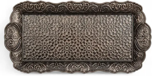 Miniatura 11 de Alisveristime Bandeja pequeña de metal ornamentado para servir – Bandeja decorativa con motivo otomano (14.2 x 7.1 pulgadas, 10.8 onzas)