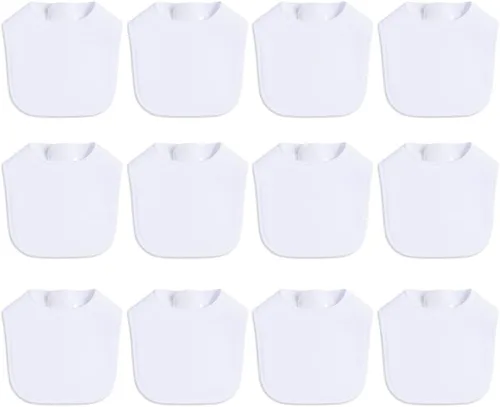 Miniatura 17 de Paquete de 8 baberos unisex ajustables con broches de presión, ultra suaves, absorbentes, babeo, dentición para niños y niñas Blanco