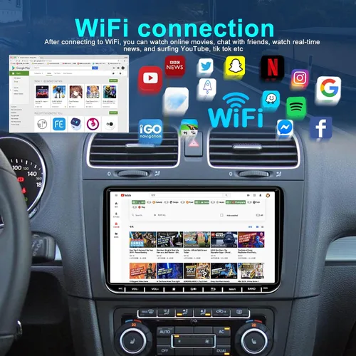 Miniatura 3 de Estéreo de coche para Volkswagen Jetta Passat Golf Beetle Tiguan Seat Skoda 9 pulgadas QLED pantalla táctil radio de coche con Carplay Android Auto