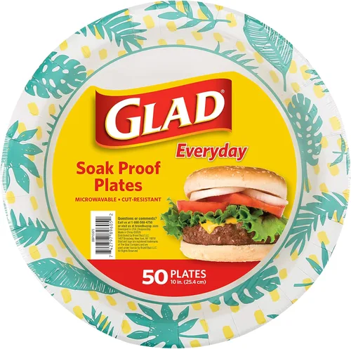 Glad - Platos de papel desechables cuadrados para todas las ocasiones