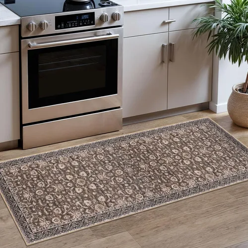 Miniatura 61 de Lansny Alfombra bohemia de 2 x 3 pulgadas, lavable, color negro, azul marino, floral, alfombra de cocina, alfombra de área pequeña de lana