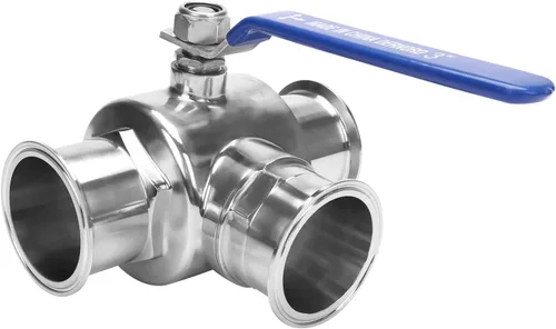Miniatura 9 de DERNORD Válvula de bola sanitaria de tres abrazaderas de 1.5 pulgadas, válvula de bola de 3 vías T-Port de acero inoxidable 304, revestimiento