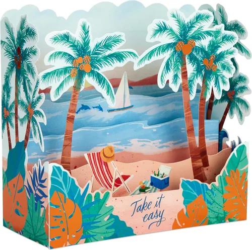 Miniatura 2 de Hallmark Paper Wonder - Tarjeta desplegable para el día del padre (escena de puesta de sol en 3D) para papá, marido, abuelo, amante de la playa