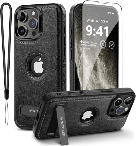 Miniatura 24 de WTCASE Funda magnética de piel para iPhone 14 Pro Max, soporte invisible integrado [compatible con Magsafe] protector delgado compatible con iPhone