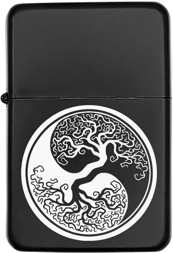 Miniatura 3 de Groomsman - Encendedor personalizado a prueba de viento negro mate, grabado láser gratuito para él, marido, padre, padrinos de boda Yin-yang-tigre