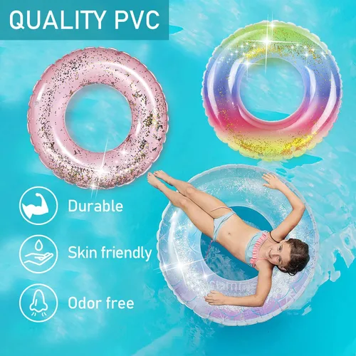 Miniatura 5 de Flotadores de piscina para niños, paquete de 3, anillos de natación inflables para niños de 2 a 5 años de edad, tubos de piscina, flotadores