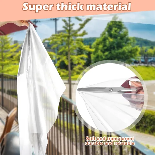 Miniatura 4 de Beeveer Kit de Aislamiento de Ventanas de 63 Pulgadas x 10 Pies Película Transparente Cortable con Correas Adhesivas Plástico Reutilizable