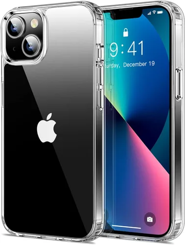 HOOMIL Funda para iPhone 13 de 6.1 Pulgadas, sin amarillamiento, protección contra caídas, cubierta trasera dura transparente antiarañazos - Cristal