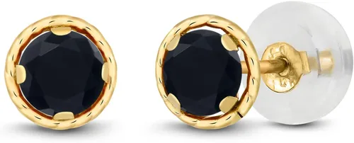 Miniatura 100 de Gem Stone King Aretes redondos de oro amarillo de 14 quilates con piedra natal Redondos de 0.157 in Aretes de oro para mujeres y hombres