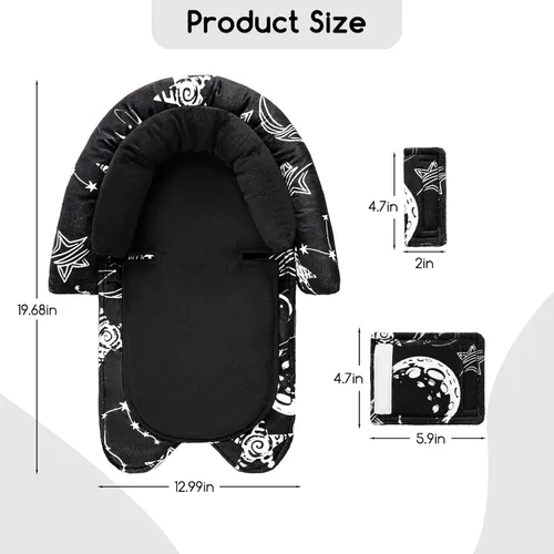 Miniatura 7 de GFU Apoyo para la cabeza del asiento de coche para recién nacido, 2 en 1 Apoyo para la cabeza y el cuerpo del asiento de coche para bebé