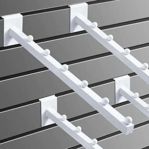 Miniatura 4 de Tatuo Paquete de 20 ganchos de pared de 15.75 pulgadas con 6 bolas de cascada, accesorios para colgar tablero de metal resistente, listones de Blanco