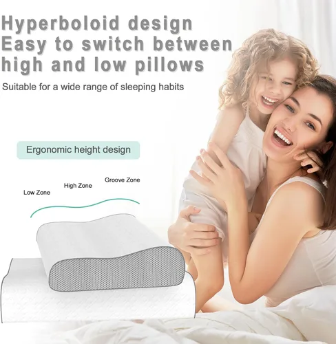 Miniatura 6 de Almohada cervical para aliviar el dolor de cuello, almohada de espuma viscoelástica, almohada ergonómica de contorno ajustable para dormir de lado