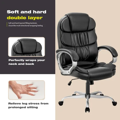 Miniatura 6 de VICTONE Silla de oficina grande y alta, silla de escritorio ergonómica, respaldo alto, silla ejecutiva para computadora, silla giratoria ajustable
