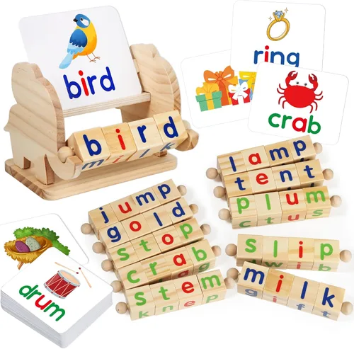 ShyLizard Juguetes Montessori de Aprendizaje y Educación para Niños de 3, 4 y 5 Años, Juguetes de Bloques de Lectura de Madera, Actividades de
