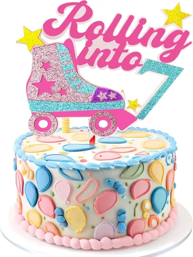 Miniatura 9 de Decoración para tartas con temática de décimo cumpleaños de 10 años, decoración de cumpleaños de 10 años para niñas, patinaje sobre ruedas, fiesta