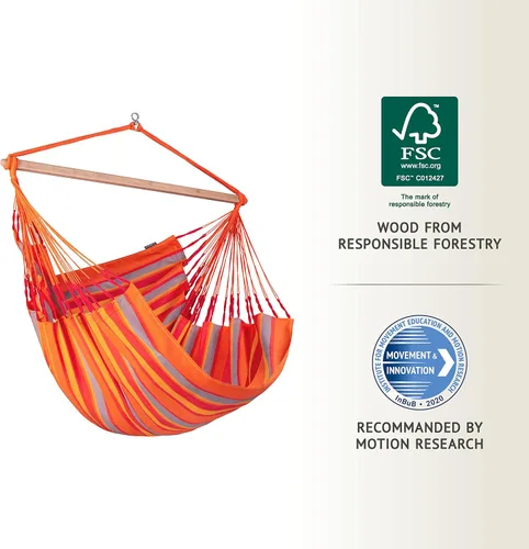 Miniatura 8 de LA SIESTA® - Silla columpio XL King Domingo - Silla hamaca colgante resistente a la intemperie y a los desgarros - Silla hamaca para interiores
