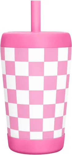 Miniatura 24 de Vaso de acero inoxidable aislado para niños con popote de silicona, taza para sorber de 12 onzas para niños (alfabeto)