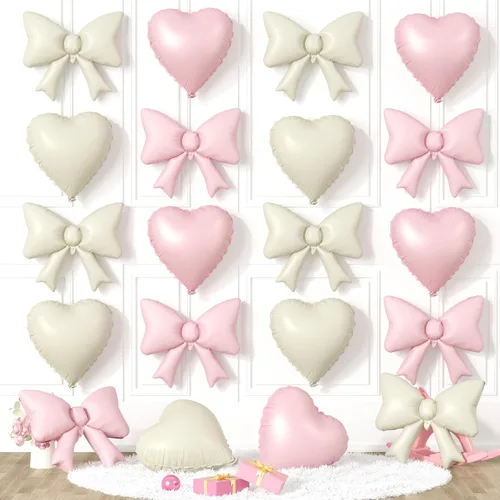 Miniatura 24 de 20 globos de lazo rosa, globos de corazón rosa bebé, globo en forma de corazón de 18 pulgadas, globo de lazo de 21 pulgadas para propuesta