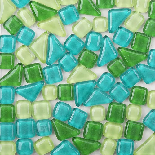 Miniatura 9 de Azulejos de mosaico de 7.05 oz, paquete de azulejos de mosaico de vidrio de cristal, suministros para decoración del hogar, manualidades, platos