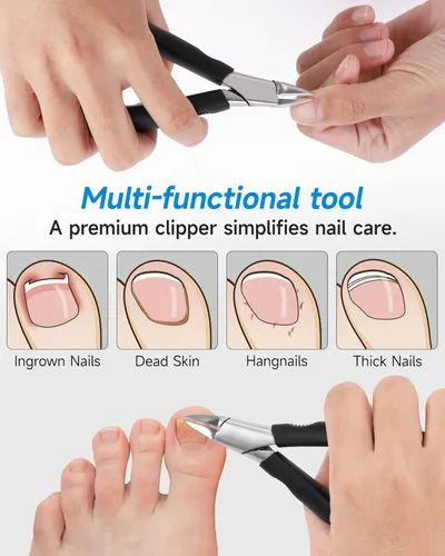 Miniatura 5 de Cortaúñas, cortaúñas para uñas encarnadas o gruesas, cortaúñas para hombres, mujeres y personas mayores con hoja recta de acero inoxidable, cortador