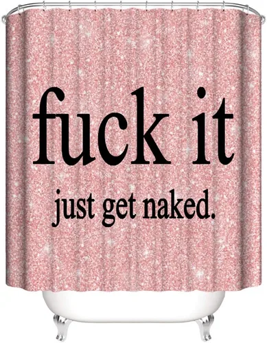 Miniatura 9 de Fuck It Cortina de ducha Get Naked, tela de poliéster, lavable a máquina, impermeable, decoración de baño, ojales de cobre reforzado, regalo, 12