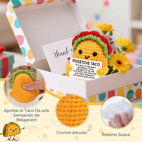 Miniatura 6 de Taco de croché positivo, regalo de cumpleaños para mujeres y hombres, relleno de botas navideñas, decoración festiva para hijo, mamá, papá, hermana