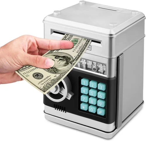 Miniatura 8 de Alcancía de caricatura Caja de seguridad electrónica con contraseña tipo cajero automático Para monedas, enrolla los billetes de forma automática