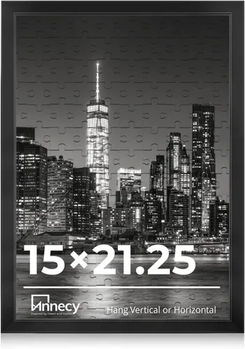 Marco de fotos Annecy 15x21.25 negro (1 unidad), marco de fotos de 15 x 21.25 para decoración de pared, estilo minimalista clásico negro adecuado