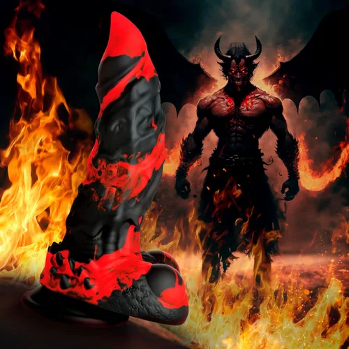 Miniatura 8 de CREATURE COCKS Consolador monstruo Fire Demon para hombres, mujeres y parejas. Firme y flexible, base de succión fuerte, consolador de fantasía