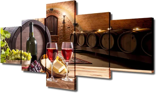 Miniatura 37 de TUMOVO - 5 cuadros de vino tinto con impresión de alta definición sobre lienzo.