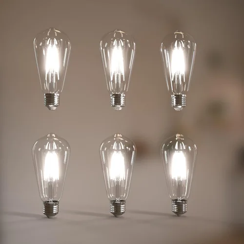 Miniatura 24 de Jensense Bombillas LED Edison E26, 60 vatios equivalentes, bombillas regulables, 2300 K, luz blanca cálida (cristal ámbar), estilo vintage