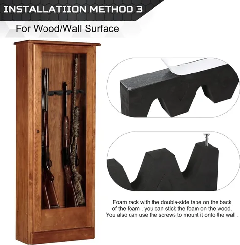 Miniatura 9 de OCQOTAT Estante para Armas para Almacenamiento de Armas, Accesorio de Caja Fuerte para Armas para Rifles y Escopetas, Soporte para Armas en Gabinete