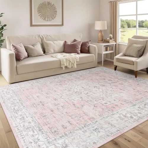 Miniatura 23 de LIVEBOX Alfombra lavable de 5 x 7 pies, para sala de estar, dormitorio, antideslizante, estilo bohemio, para interiores, para comedor, oficina