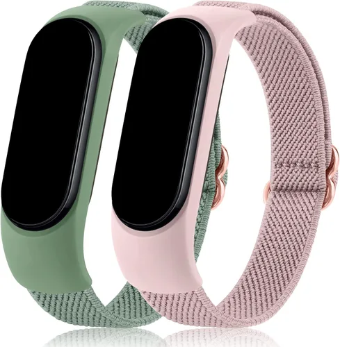 Miniatura 11 de Wanme Bandas para Amazfit Band 5 correas de repuesto para mujeres y hombres, paquete de 2 correas deportivas elásticas suaves compatibles