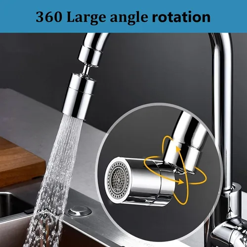 Miniatura 2 de Cabezal rociador de grifo de cocina y lavabo, rociador giratorio de doble función de 360°, aireador de grifo giratorio de ángulo grande de 80
