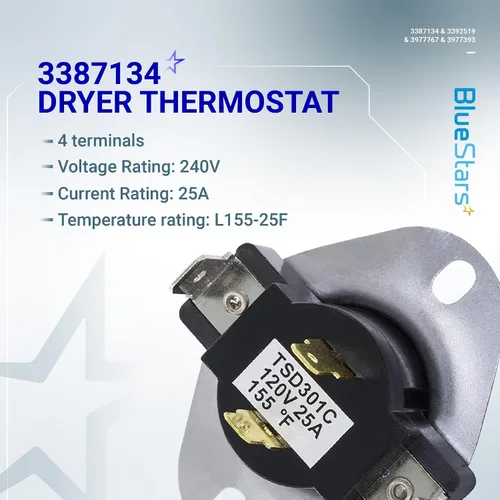 Miniatura 4 de BlueStars [GARANTÍA DE POR VIDA] 3387134 Termostato de ciclo 3392519 Fusible térmico para secadora 3977393 Interruptor de corte térmico 3977767 Kit